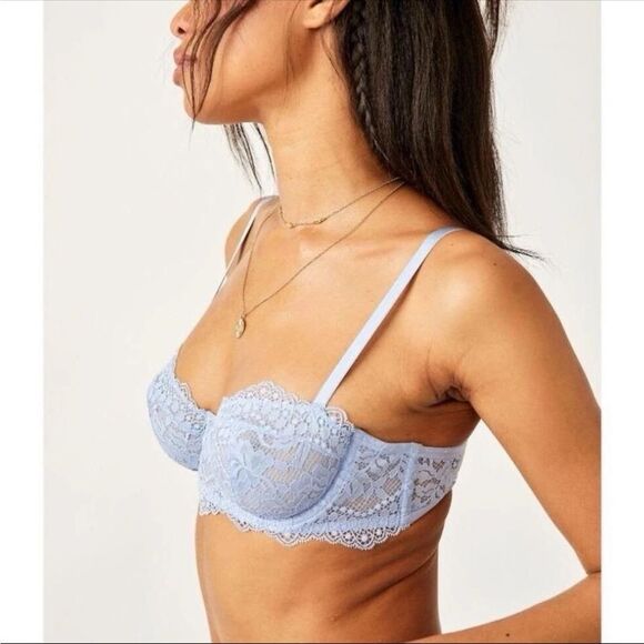 INTIMATELY FREE PEOPLE Maya Blue Lace Convertible Balconette Bra Underwire‎ New - Picture 4 of 15